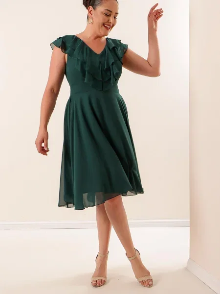 Rochie By Saygı din șifon cu volane negru