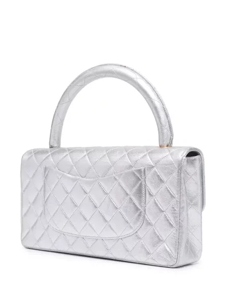 Prošívaná diamant kabelka Chanel Pre-owned stříbrná