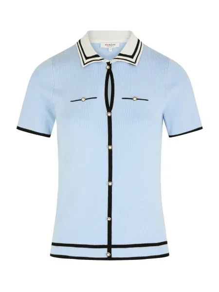 Morgan Pulover albastru deschis / negru / murdar alb