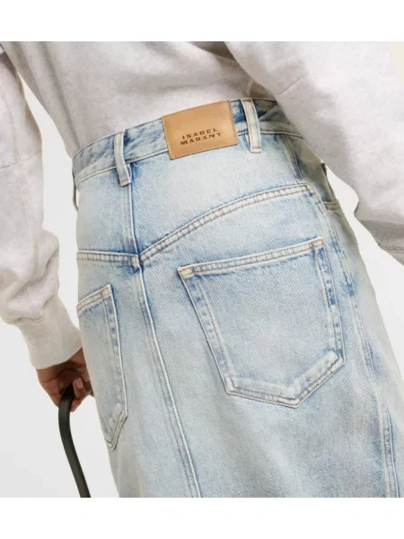 Fustă din denim Marant Etoile până la genunchi albastru