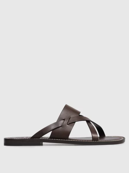 Шкіряні шльопанці Brunello Cucinelli коричневі