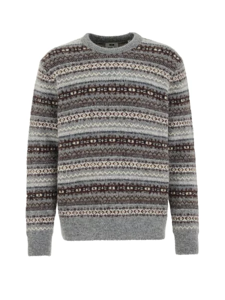 WE Fashion Pulover rjava / siva / naravno bela