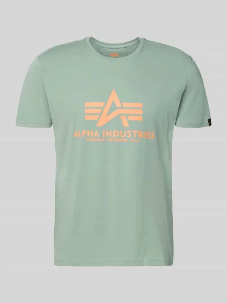 T-shirt z detalem z logo model BASIC' Alpha Industries