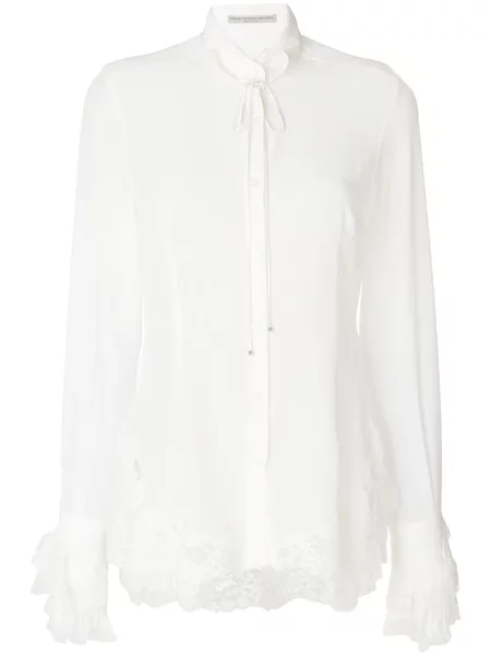 Bluză Ermanno Scervino cu volane din dantelă alb