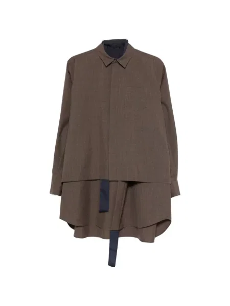 Lung rochie tip cămașă Sacai maro