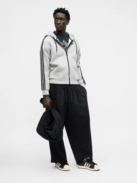 ADIDAS ORIGINALS Tepláková bunda Adicolor sivá melírovaná čierna