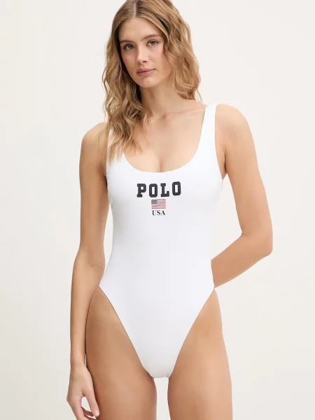 Jednodielne plavky Polo Ralph Lauren biela