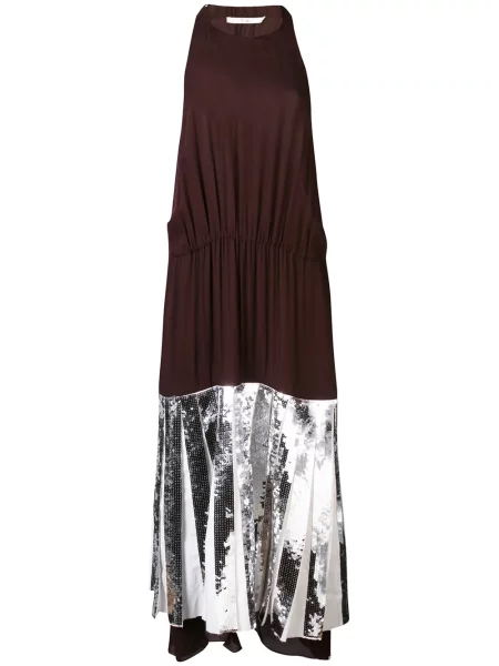 Rochie Tibi cu paiete cu gât halter de costum maro