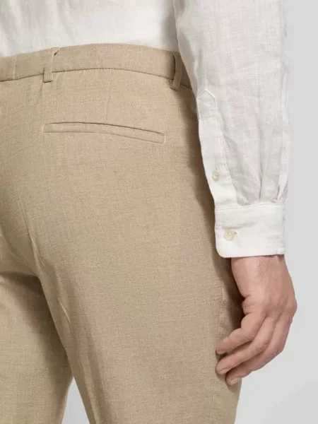 Spodnie do garnituru o kroju slim fit z efektem melanżowym model ‘Paco’ Cg - Club Of Gents beżowe