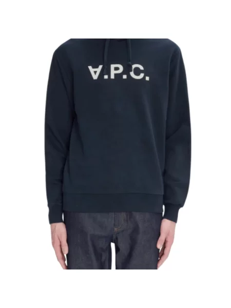 A.P.C. bluza hoodie standard grand vpc GOTS granatowy z kapturem z aplikacją niebieska