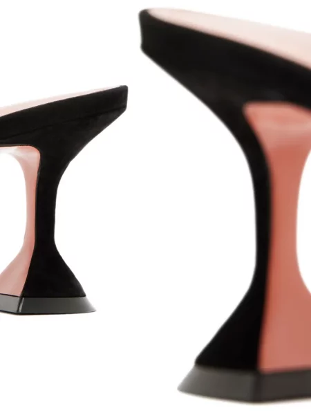 Semišové zvonové mules Amina Muaddi černé