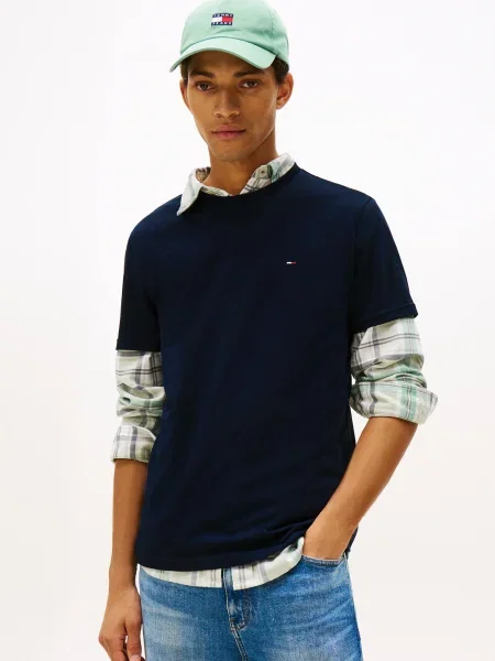 Tommy Jeans Majica marine / črna bela
