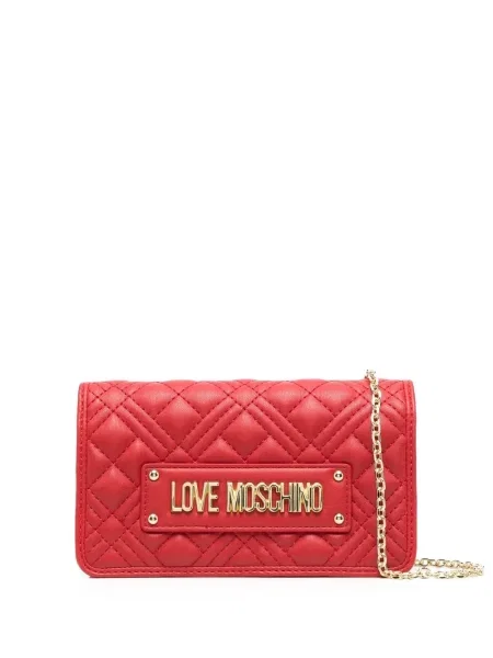 Matlasat geanta crossbody Love Moschino cu autograf roșu