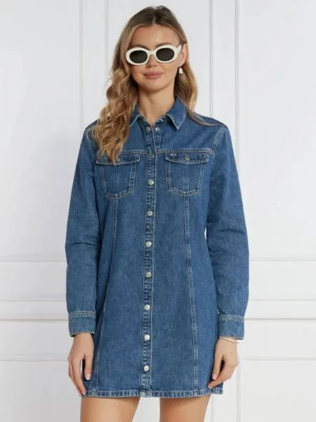 Tommy Jeans Rochie ALINE LS | denim albastru