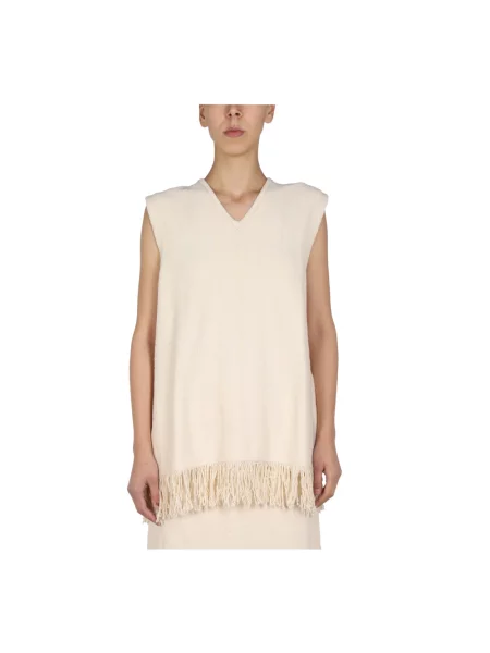 Top Jil Sander z dekoltem w serek różowy