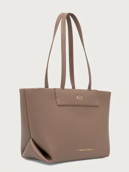 Geantă shopper Eax din piele bej