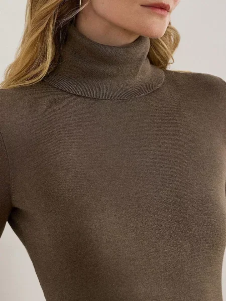 Шелковая легкий водолазка Lauren Ralph Lauren бежевая