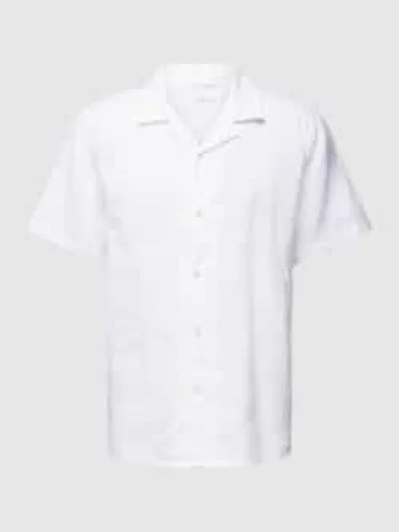 Koszula casualowa o pudełkowym kroju z kołnierzem z połami Knowledge Cotton Apparel biała