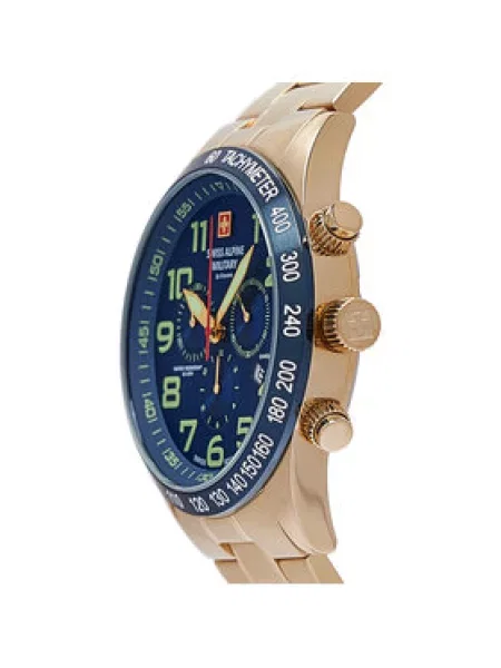 Hodinky SWISS ALPINE MILITARY Blue/Gold/Gold modrá