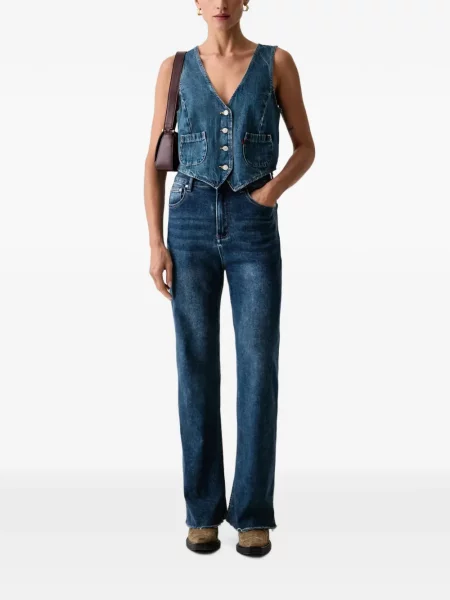 Gulerat vestă denim Levi's® cu decolteu în V de catifea cord albastru