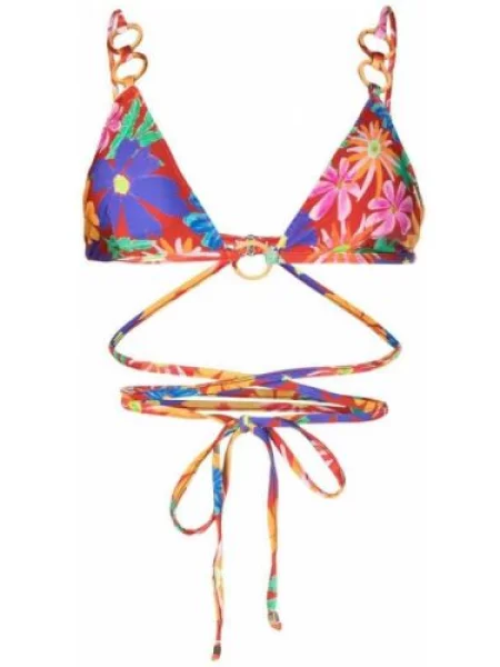 Top Patbo wiązany kopertowy czerwony