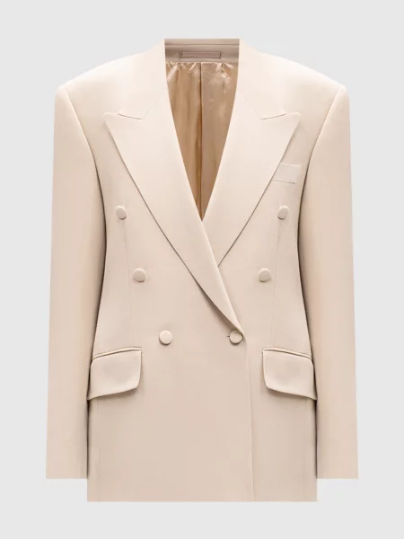 Шелковый двубортный пиджак Jacob Lee бежевый