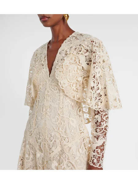 Rochie midi Zimmermann din dantelă până la genunchi de costum alb