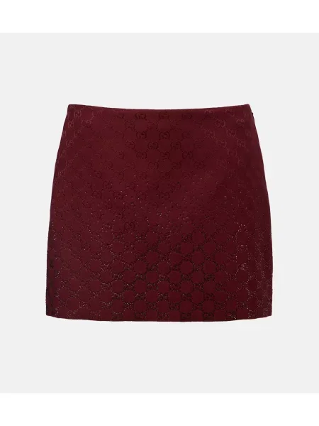 Fustă Gucci de cristal din canvas bordo