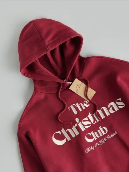 Reserved Hanorac cu inscripție de Crăciun maro