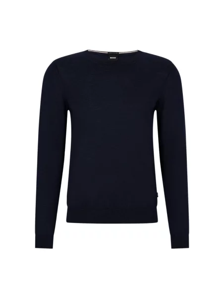 Lniany sweter Boss niebieski