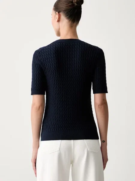 Tommy Hilfiger sweter z krótkim rękawem granatowy