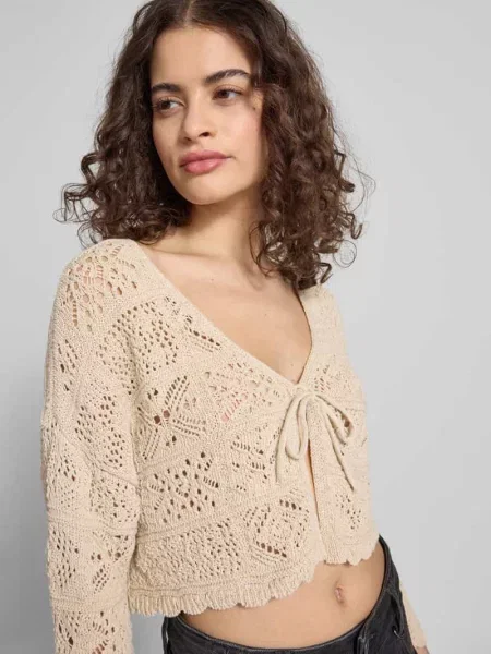 Dzianinowy krótki kardigan Only beżowy
