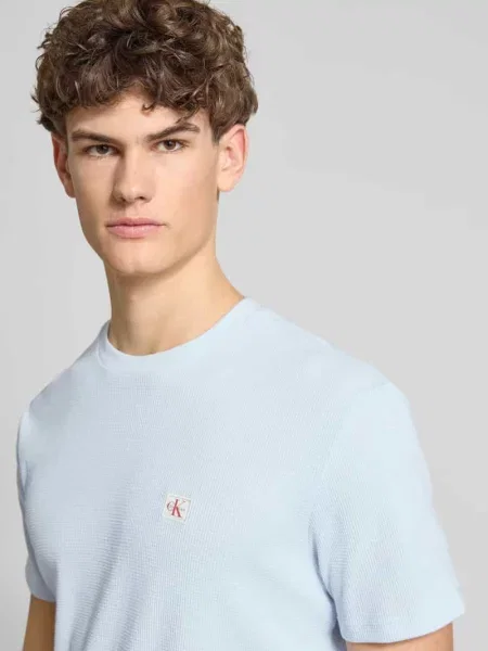 T-shirt Calvin Klein Jeans Ss Waffle Badge Crew Tee Blue L niebieska