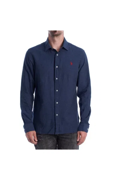 Lniana koszula U.s Polo Assn. niebieska
