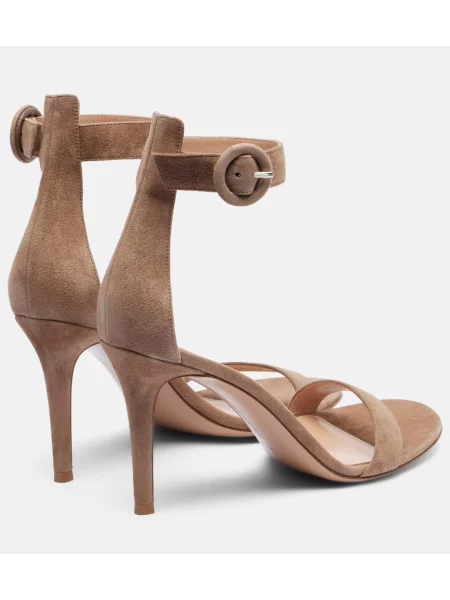 Sandale Gianvito Rossi din piele de căprioară bej