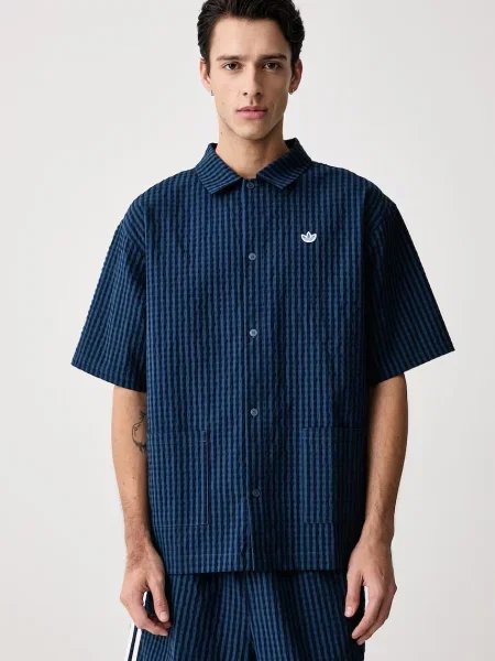 Adidas Originals πουκάμισο ανδρικό με Resort μπλε