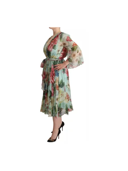 Jedwabna sukienka Dolce And Gabbana niebieska
