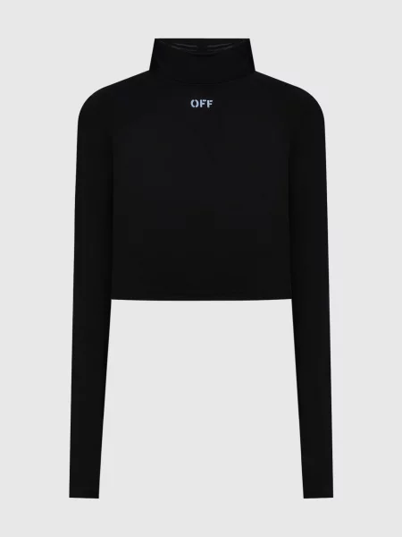 Укорочений топ OFF Jer Off-white чорний