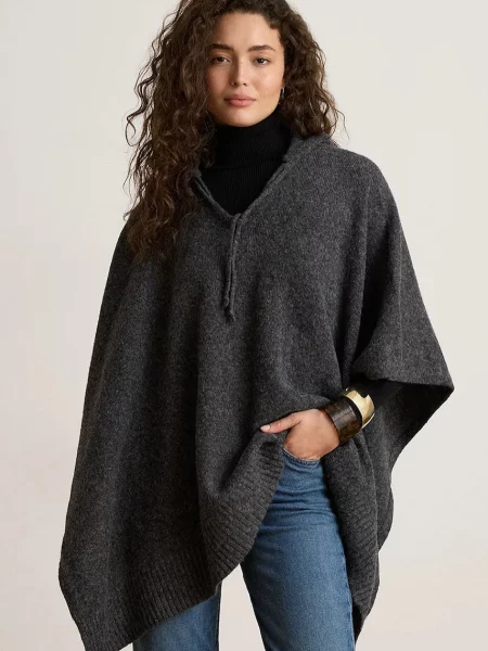 Lauren Ralph Lauren poncho pentru femei cu amestec de lână gri