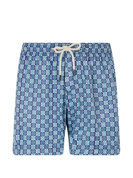 Slip de baie Peninsula Swimwear cu imagine cu imprimeu geometric cu cordon albastru