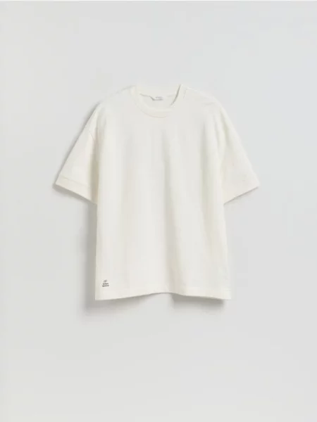 Reserved Tricou boxy cu imprimeu crem