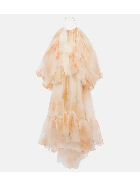 Rochie midi Zimmermann de mătase cu model floral până la genunchi