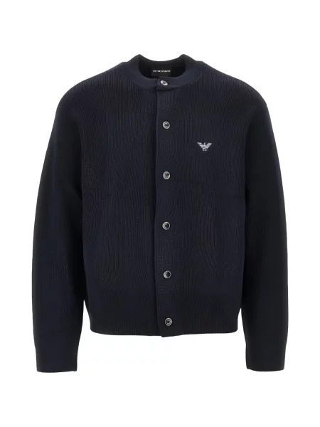 Cardigan Emporio Armani cu broderie tricotate albastru