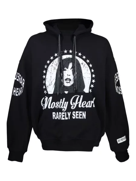 Hanorac cu glugă Mostly Heard Rarely Seen cu imagine negru