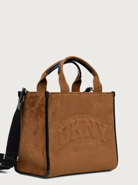 DKNY klasična torbica iz imitacije semiša rjava
