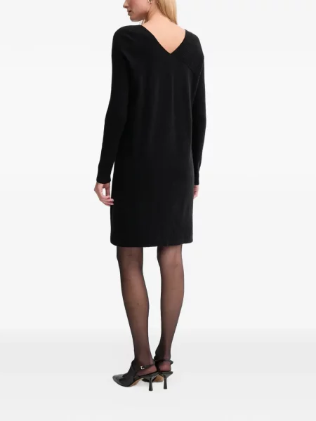 Rochie mini Benetton tricotate cu decolteu în V negru