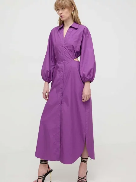 Рокля Twinset лилаво дълга със стандартна кройка виолетово