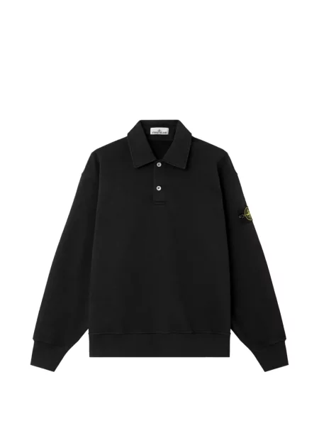 S ovratnikom polo majica Stone Island kamenje crna