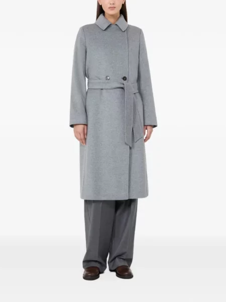 Vlněný dvouřadý kabát Max Mara šedý