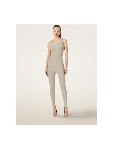 Top Wolford z dekoltem w łódkę na ramiączkach beżowy